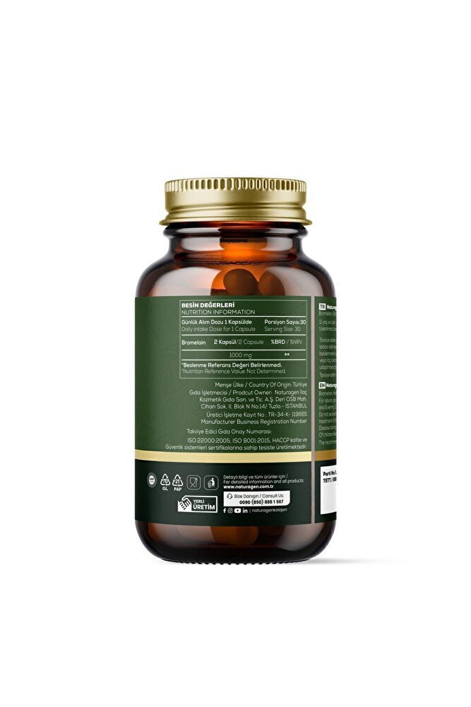 Naturagen Bromelain 1000 Mg 2400 Gdu Prebiyotikli 60 Kapsül