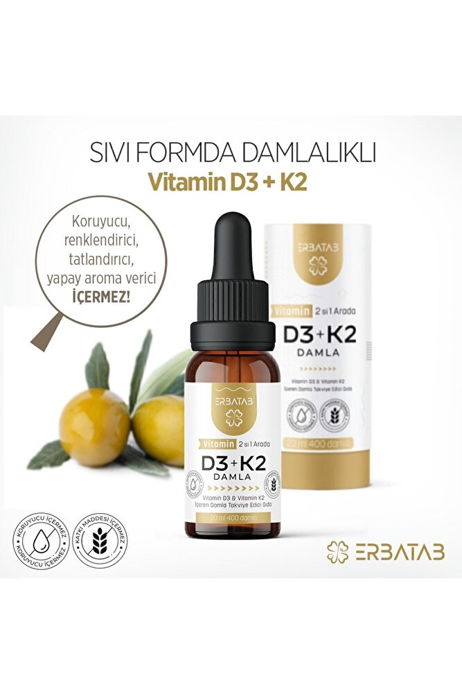 Erbatab Vitamin D3 K2 2'si 1 Arada Damla