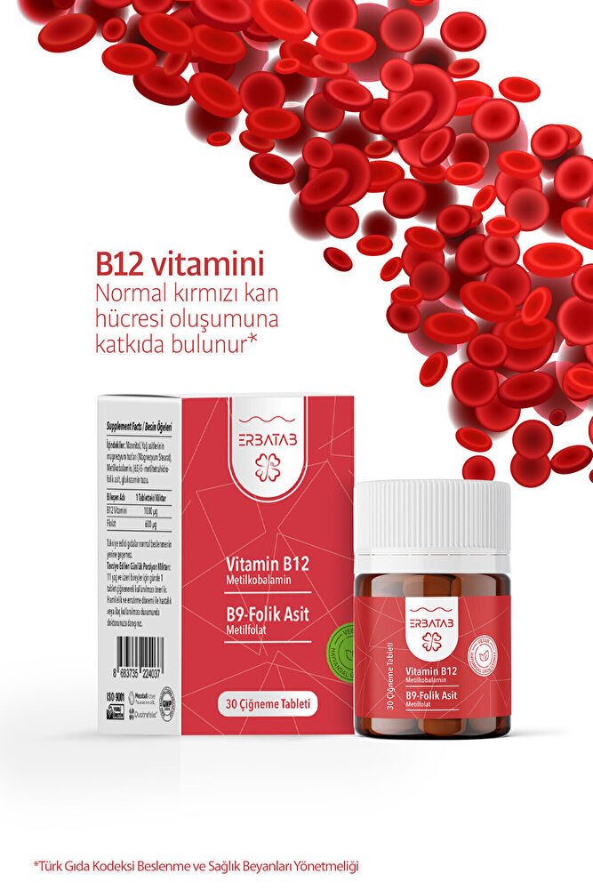 Erbatab Vitamin B12- Folik Asit B9-metilkobalamin-metilfolat