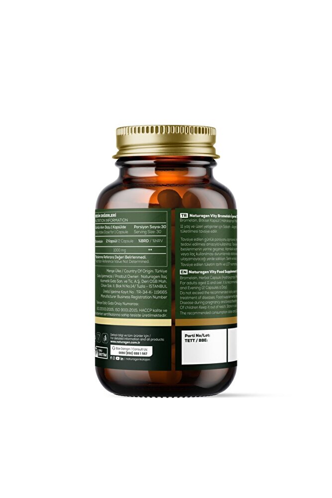 Naturagen Bromelain 1000 Mg 2400 Gdu Prebiyotikli 60 Kapsül