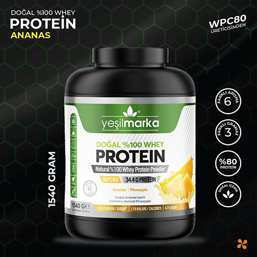 Yeşilmarka Doğal Whey Protein Tozu Ananas 1540 gr