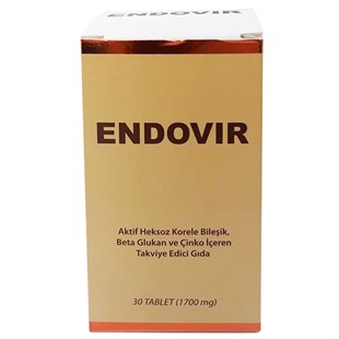Endovir Aktif Heksoz Korele Bileşik Betaglukoan ve Çinko İçeren Takviye Edici Gıda 1700 mg 30 Tablet