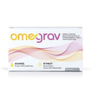 Omegrav Omega 3 Balık Yağı ve Vitamin İçeren Mineral 30 Tablet 30 Kapsül 1000 mg