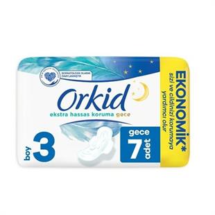 Orkid Extra Ekonomik Paket Hijyenik Ped Hassas Koruma Uzun 3 Numara 7'li