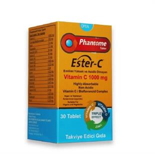 Phantome Ester-C Vitamin C 1000 mg Çinko Vitamin D 30 Tablet