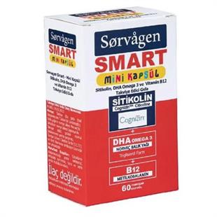 Sorvagen Smart Mini Sitikolin DHA Omega-3 ve B12 60 Kapsül