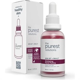 The Purest Solutions Canlandırıcı & Cilt Tonu Eşitleyici Yüz Peeling Serum 30 ml (AHA 10% + BHA 2%)