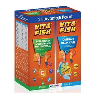 Vit&Fish Omega 3 Balık Yağı 150 ml + Beta Glukan Multivitamin & Multimineral 150 ml
