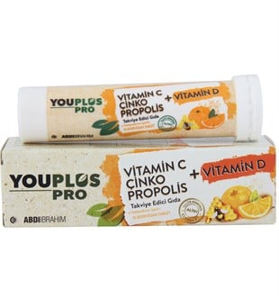 Youplus Pro Vitamin C D Çinko Propolis 15 Efervesan Tablet